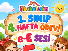 1. sınıf 4. hafta ödevi e–E sesi kapak görseli