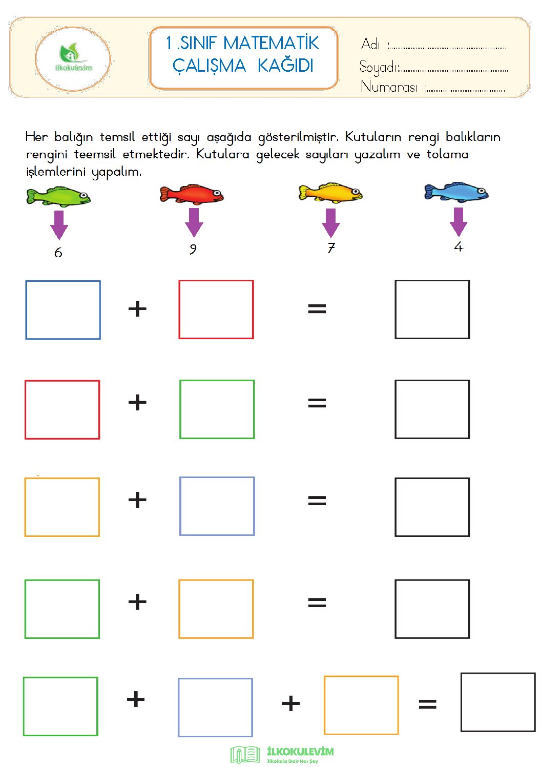 1.Sınıf Matematik Toplama İşlemi Etkinliği 3