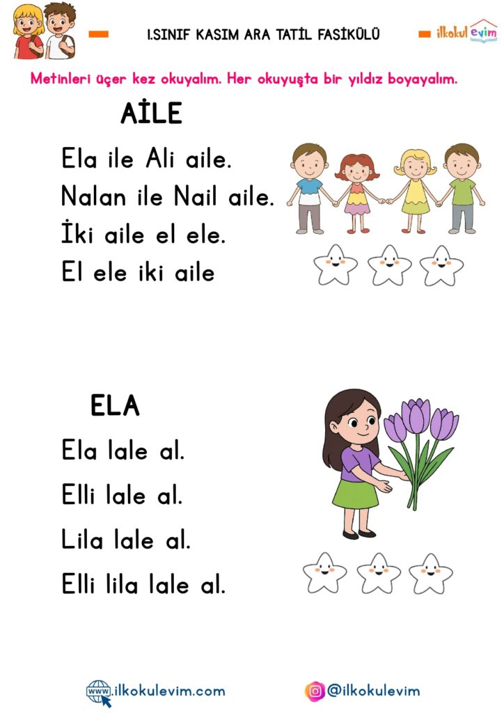 1. Sınıf Kasım Ara Tatil Fasikülü