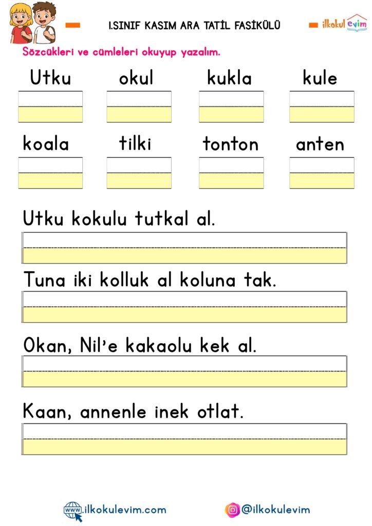 1. Sınıf Kasım Ara Tatil Fasikülü