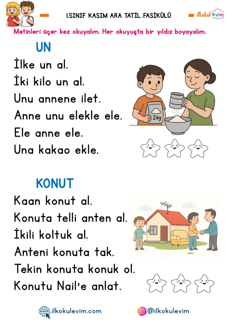 1. Sınıf Kasım Ara Tatil Fasikülü