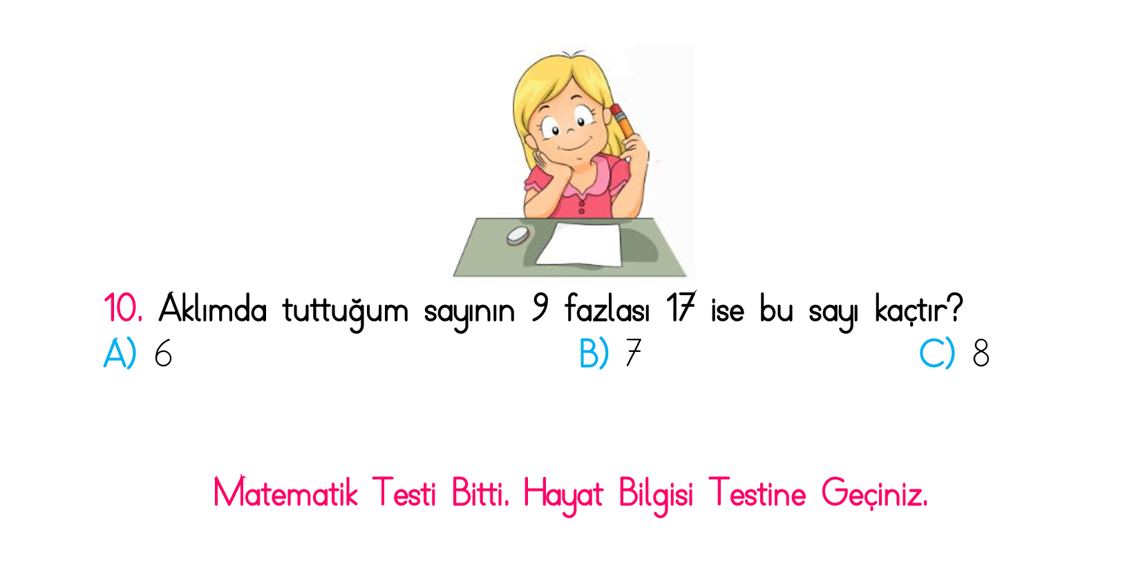 1. Sınıf Türkiye Geneli Kazanım Değerlendirme Sınavı 2