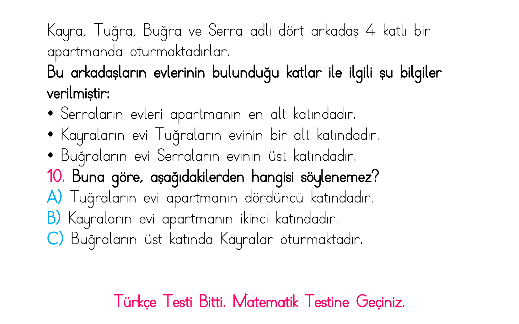 1. Sınıf Türkiye Geneli Kazanım Değerlendirme Sınavı 2
