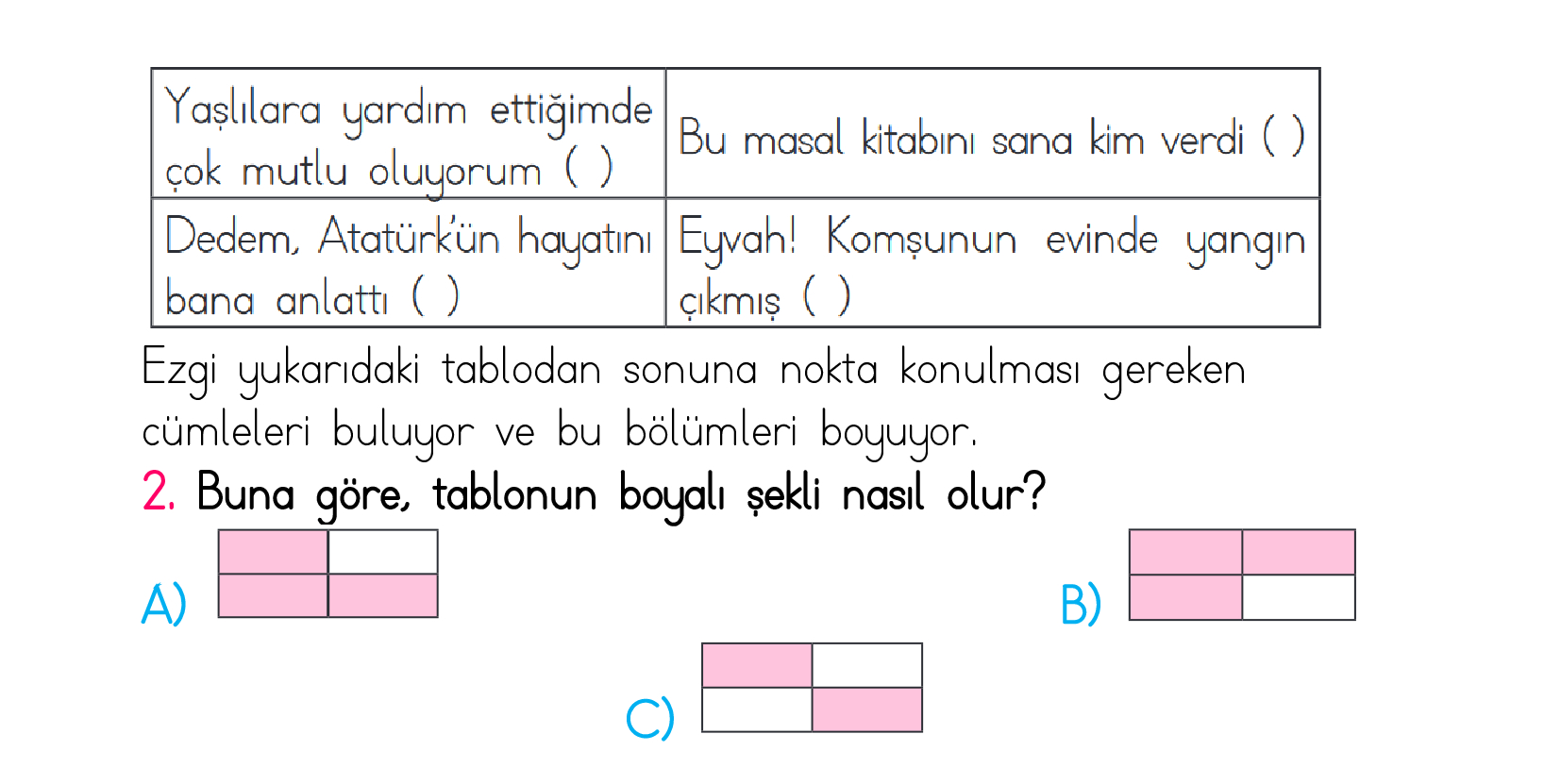 1. Sınıf Türkiye Geneli Kazanım Değerlendirme Sınavı 2