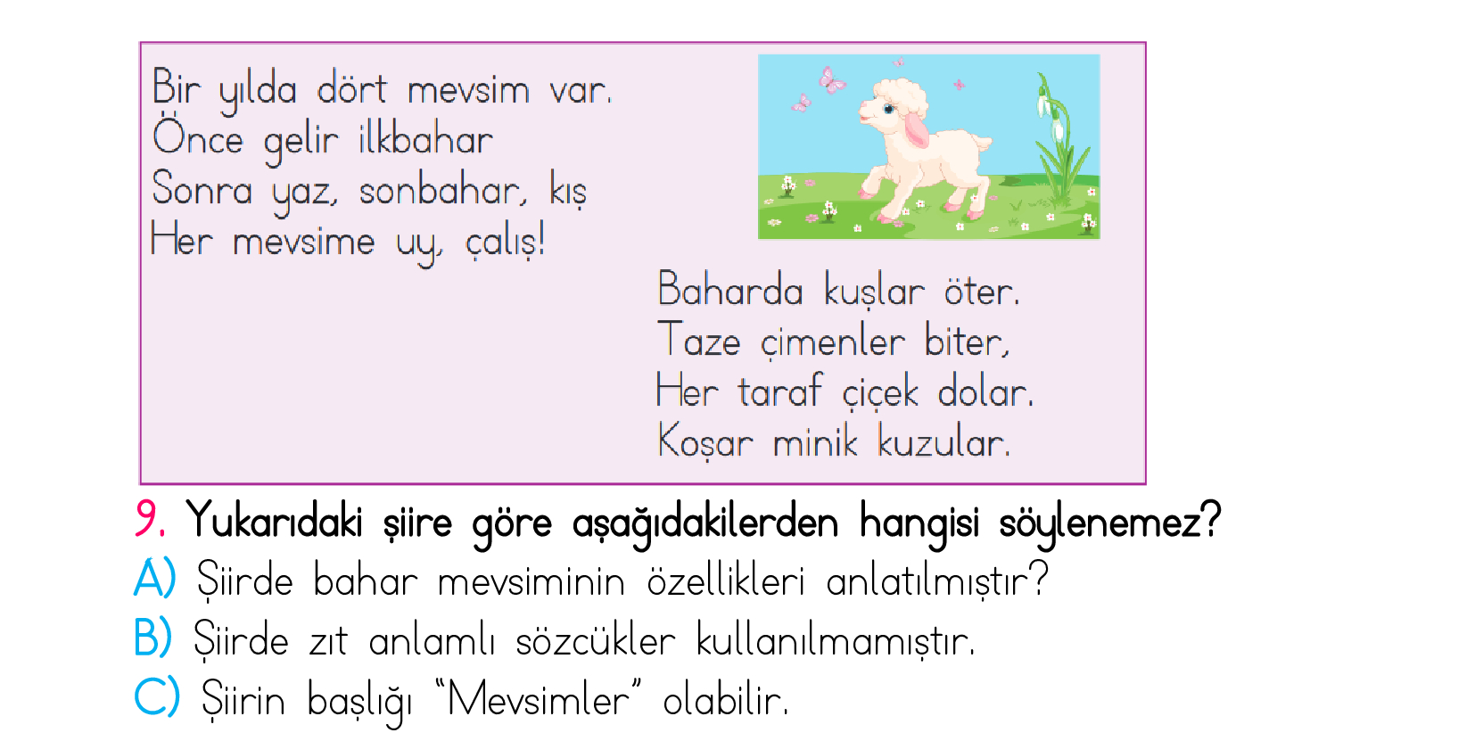 1. Sınıf Türkiye Geneli Kazanım Değerlendirme Sınavı 2