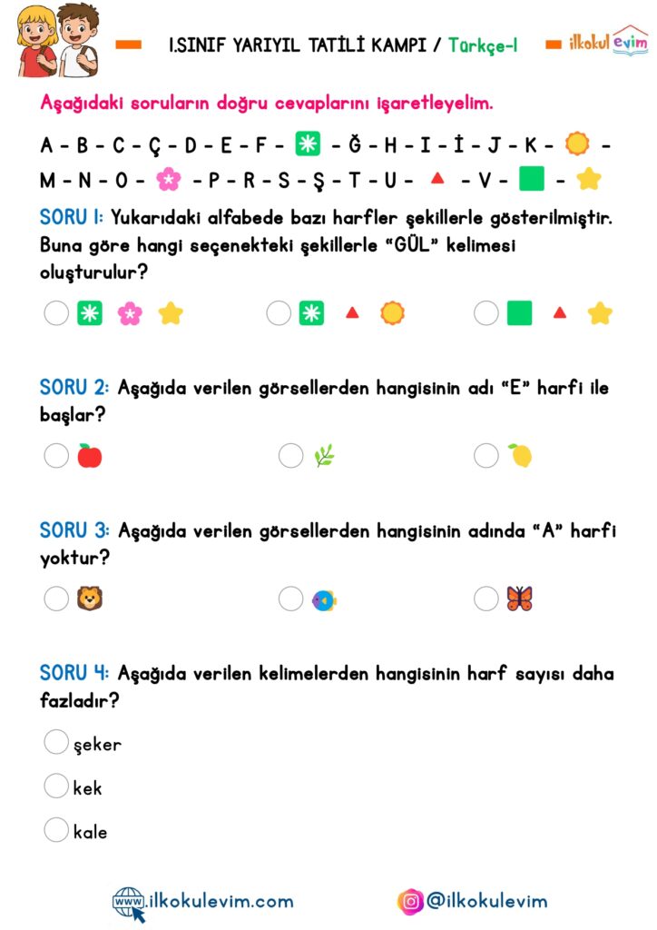 1.Sınıf Yarıyıl Tatil Kampı 1. Etkinlik