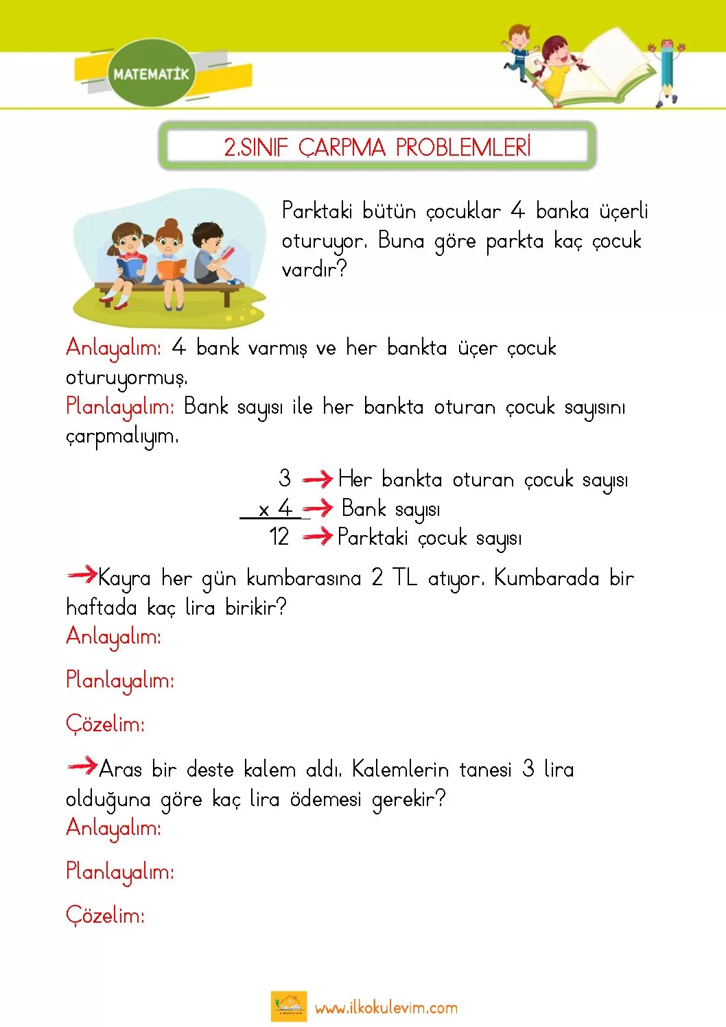 2. Sınıf Matematik Çarpma Problemleri (PDF 2021)