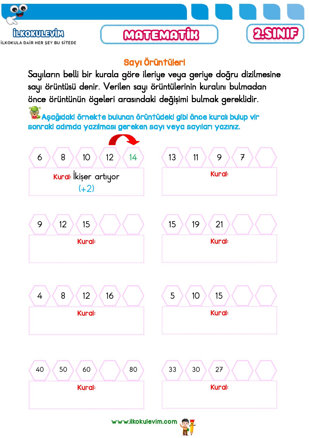 2. Sınıf Matematik Sayı Örüntüsü Etkinliği 1