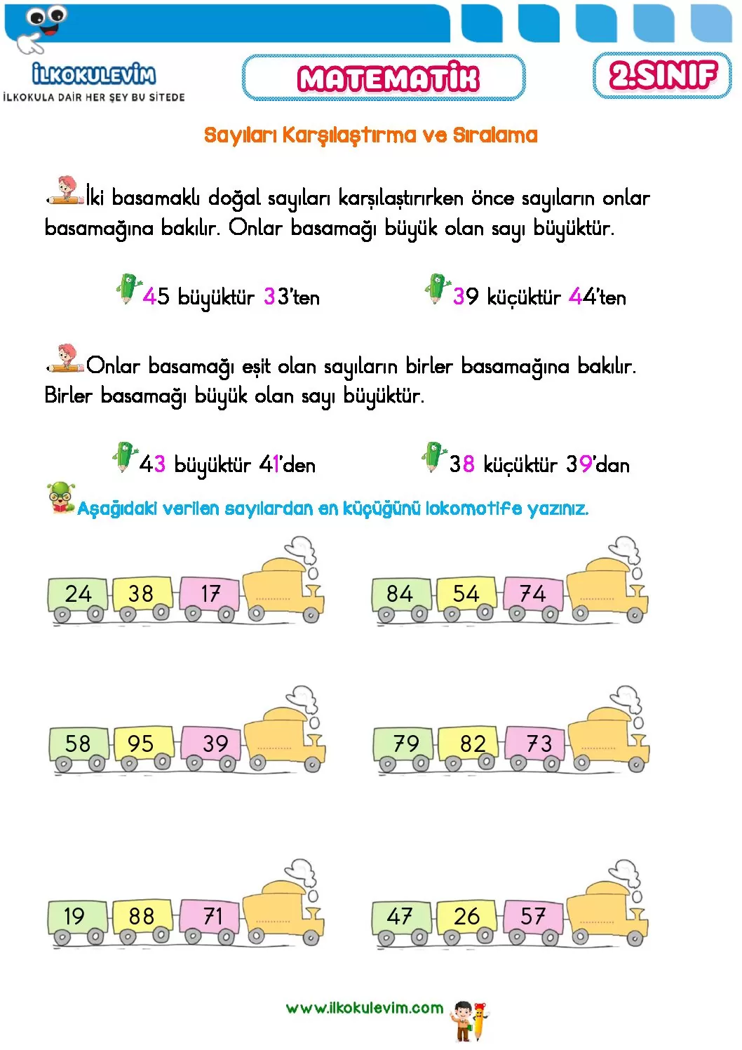 2. Sınıf Matematik Sayıları Karşılaştırma ve Sıralama Etkinliği 1