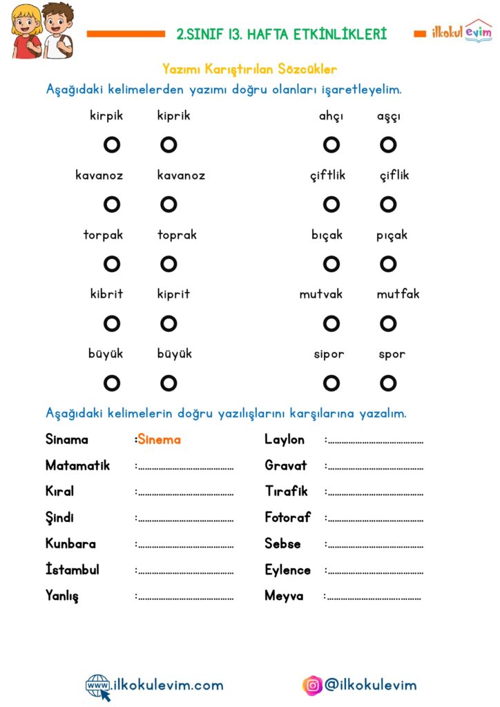 2.Sınıf 13. Hafta Etkinlikleri