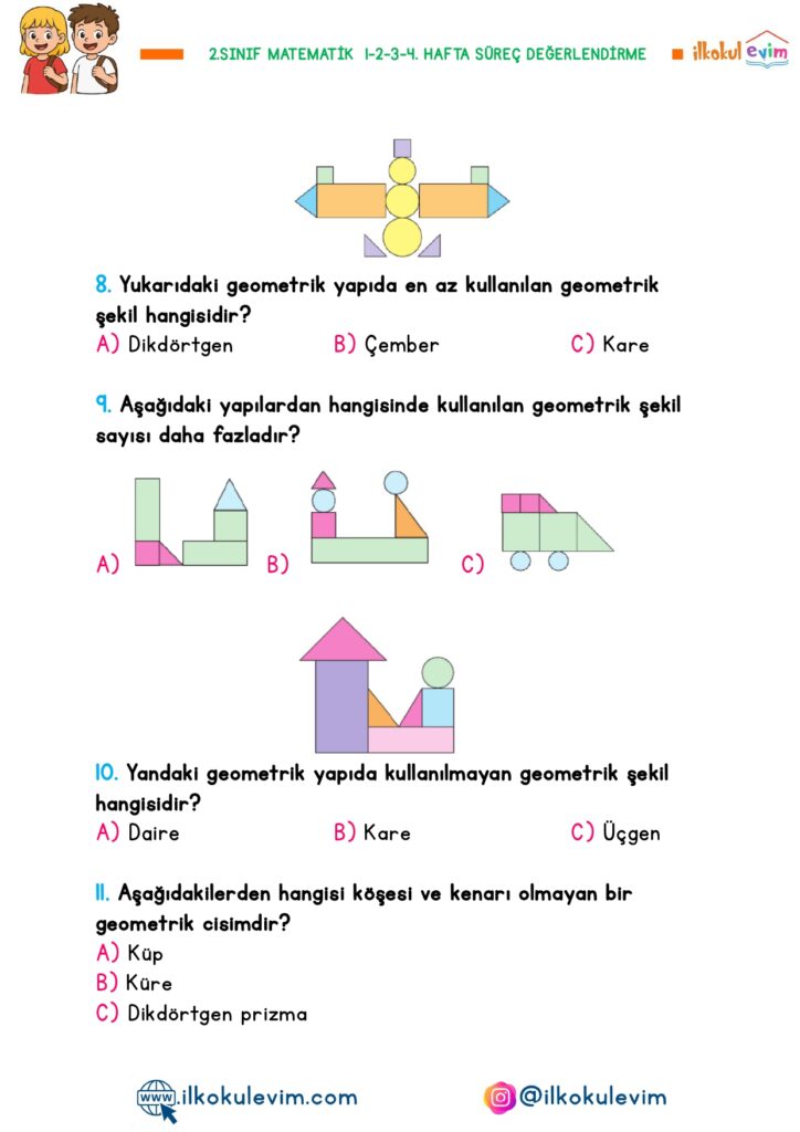2.Sınıf Matematik 1-2-3-4. Hafta Süreç Değerlendirme