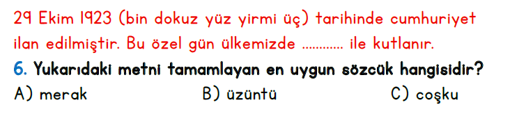 2.Sınıf 5-6-7-8. Hafta Türkçe Değerlendirme