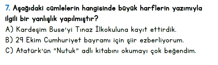 2.Sınıf 5-6-7-8. Hafta Türkçe Değerlendirme