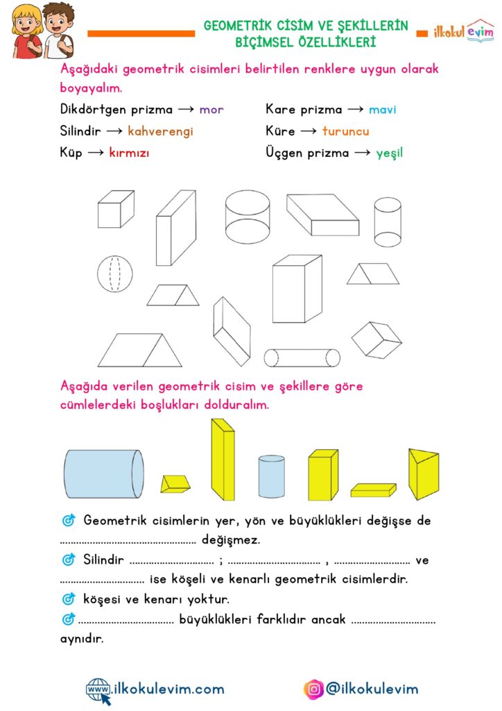 2.Sınıf Geometrik Şekil ve Cisimlerin Biçimsel Özellikleri