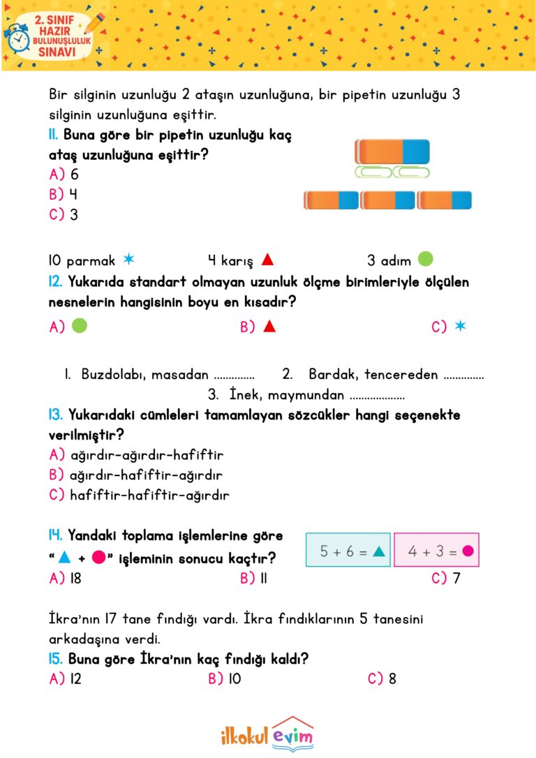 2.Sınıf Hazırbulunuşluk Sınavı