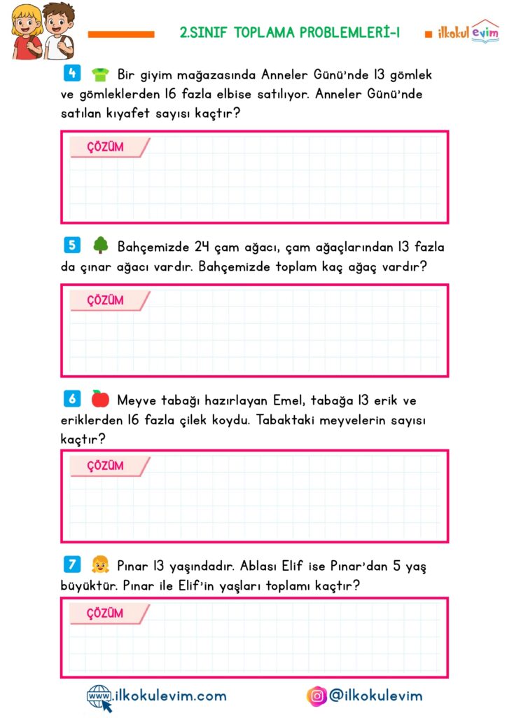 2. Sınıf Matematik Toplama Problemleri