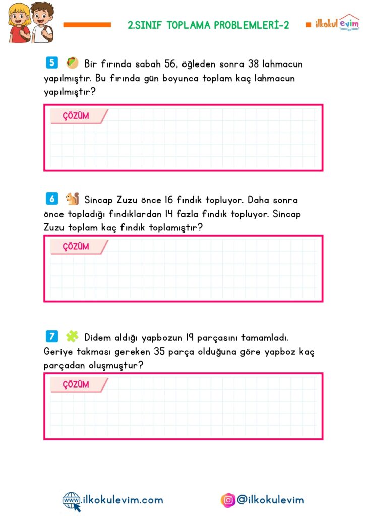 2. Sınıf Matematik Toplama Problemleri