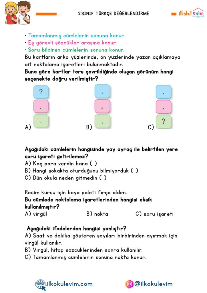 2.Sınıf Türkçe Değerlendirme