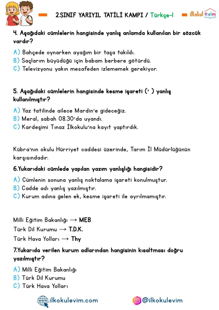 2.Sınıf Yarıyıl Tatil Kampı 1. Etkinlik