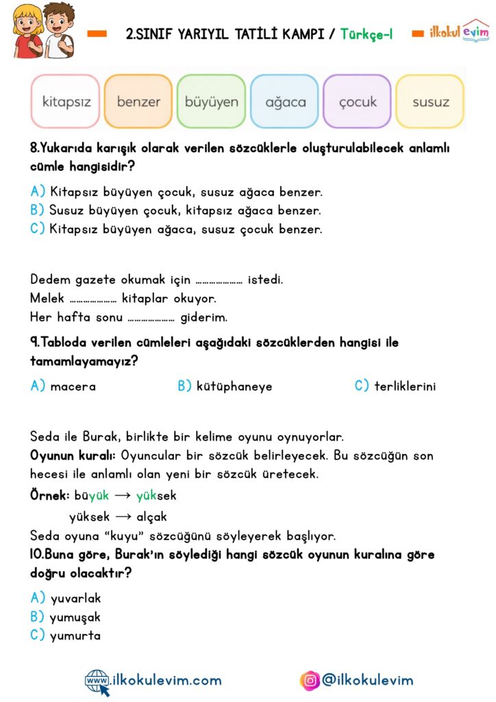 2.Sınıf Yarıyıl Tatil Kampı 1. Etkinlik