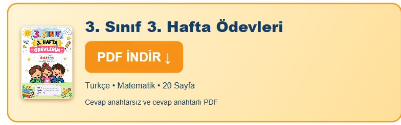 3. sınıf 3. hafta ödevleri PDF indir