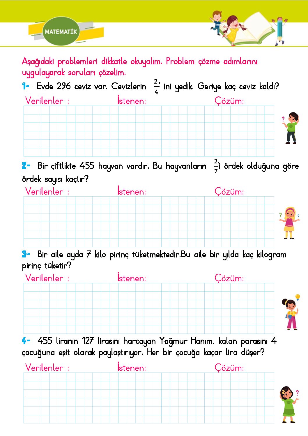 3. Sınıf Matematik Karışık Problemler 2