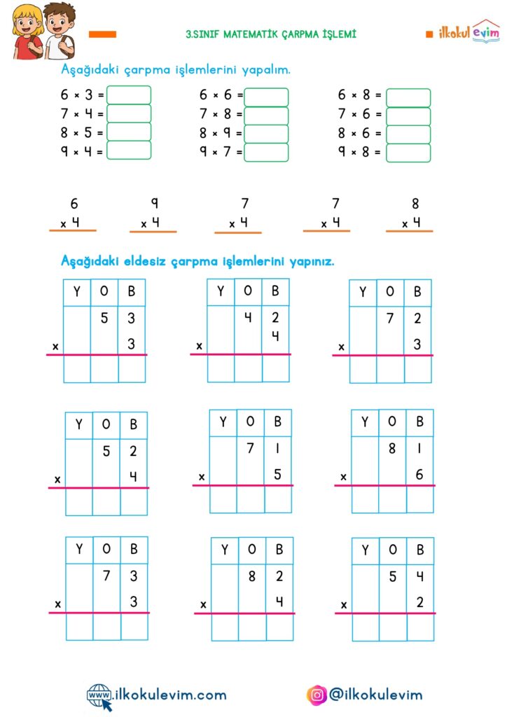 3.Sınıf Matematik Çarpma Etkinlikleri