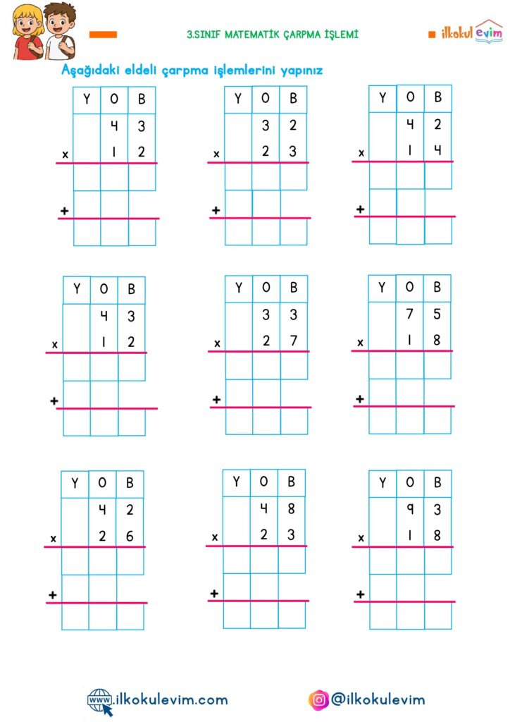 3.Sınıf Matematik Çarpma Etkinlikleri