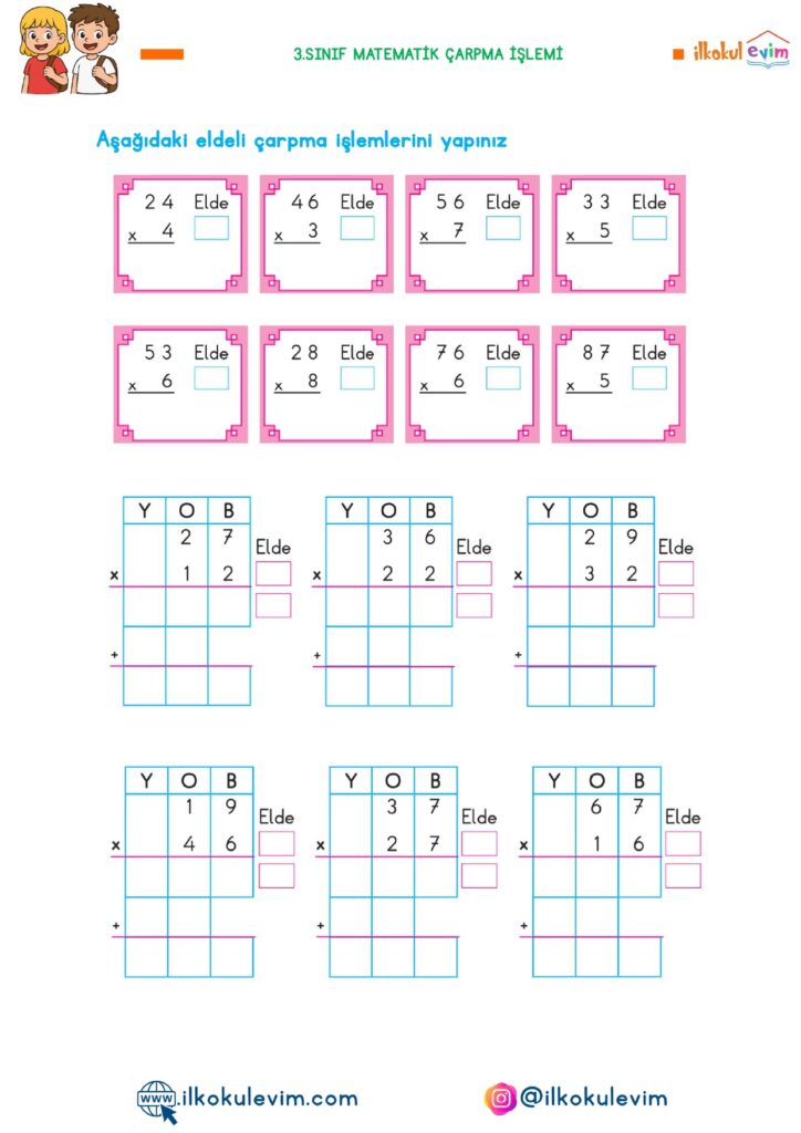3.Sınıf Matematik Çarpma Etkinlikleri