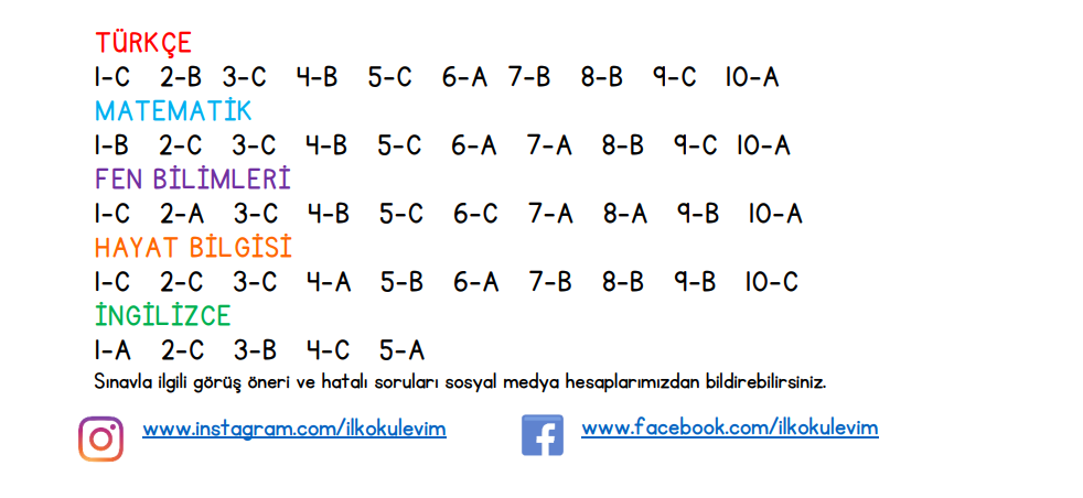 3.SINIF ILKOKULEVIM CEVAP ANAHTARI