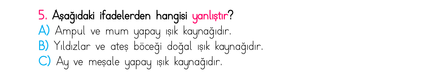 3. Sınıf Türkiye Geneli Kazanım Değerlendirme Sınavı 5