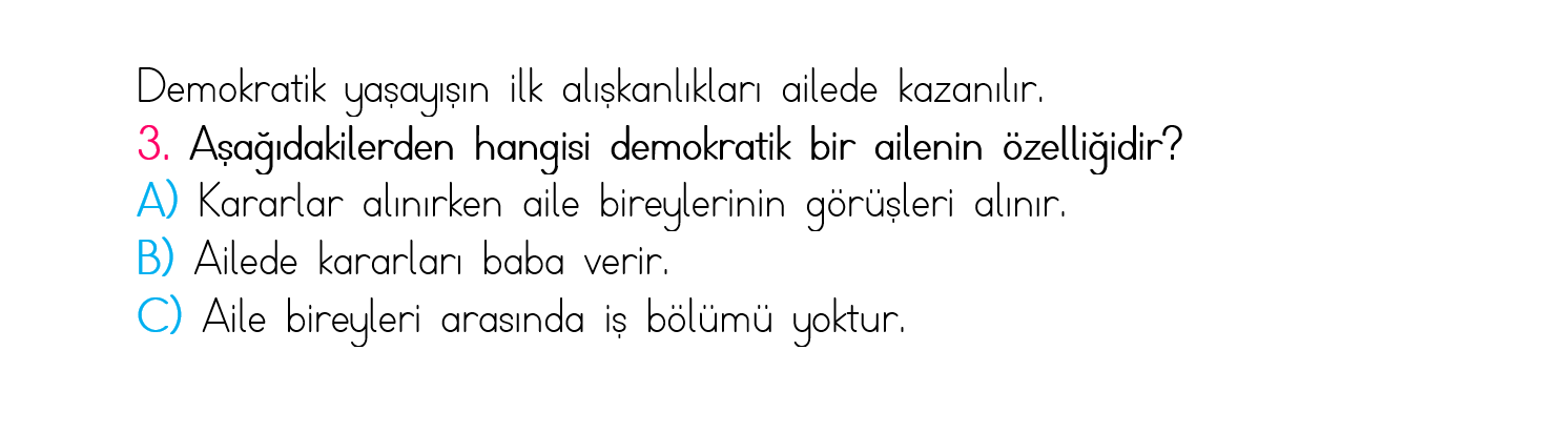 3. Sınıf Türkiye Geneli Kazanım Değerlendirme Sınavı 5