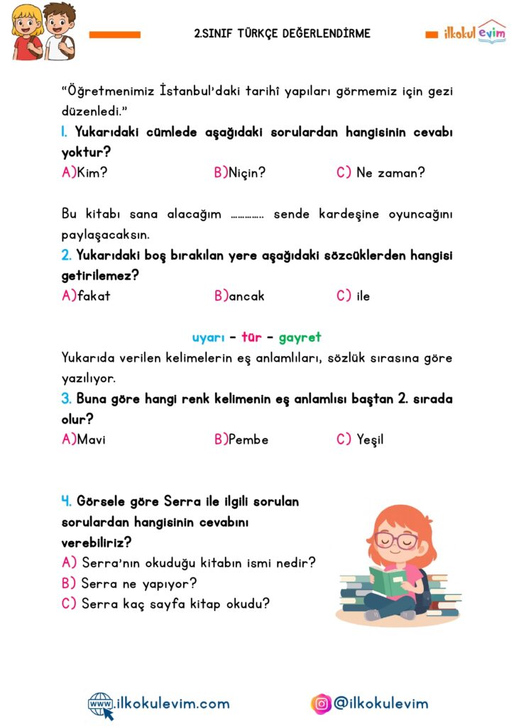 3.Sınıf Türkçe Değerlendirme