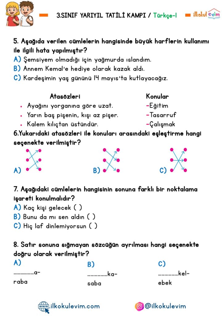 3.Sınıf Yarıyıl Tatil Kampı 1. Etkinlik