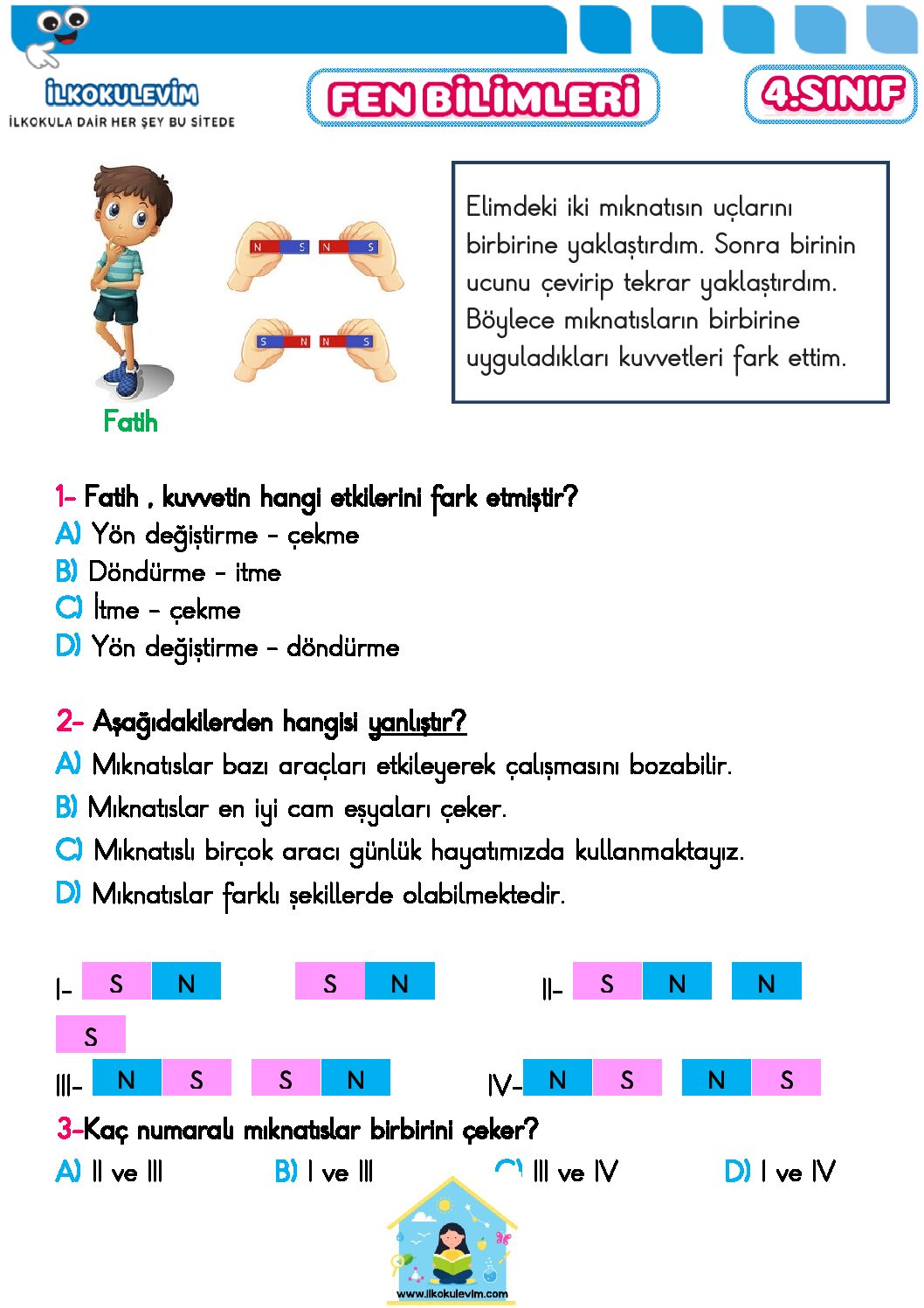 4. Sınıf Fen Bilimleri Tarama Sınavı 2