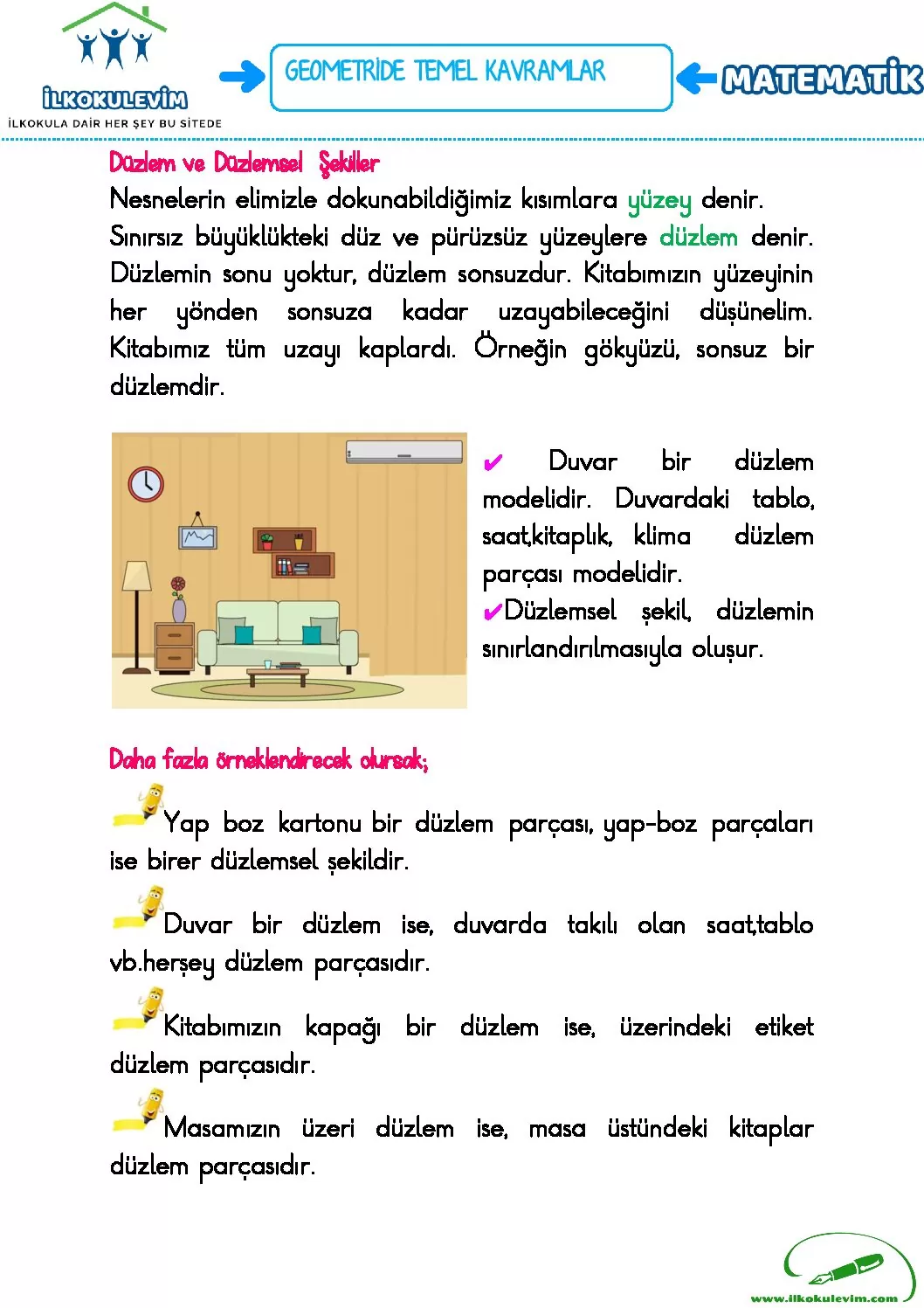 4. Sınıf Matematik Düzlem Etkinliği 1