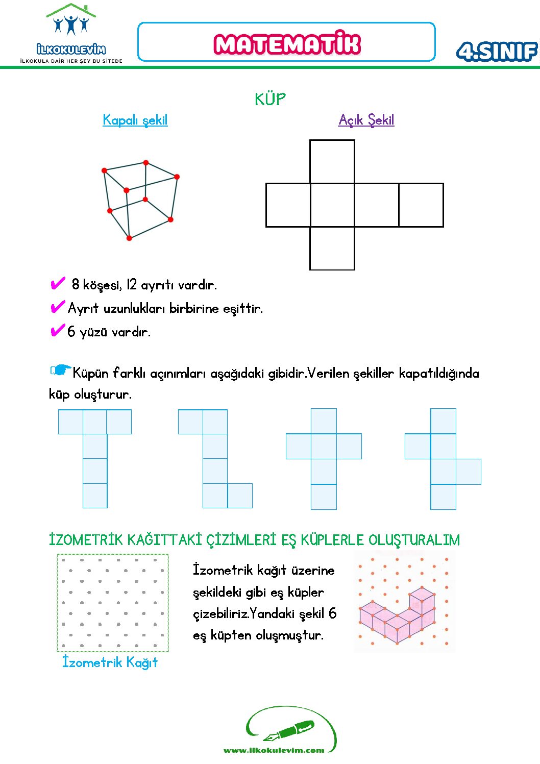 4. Sınıf Matematik Küp Etkinliği 1
