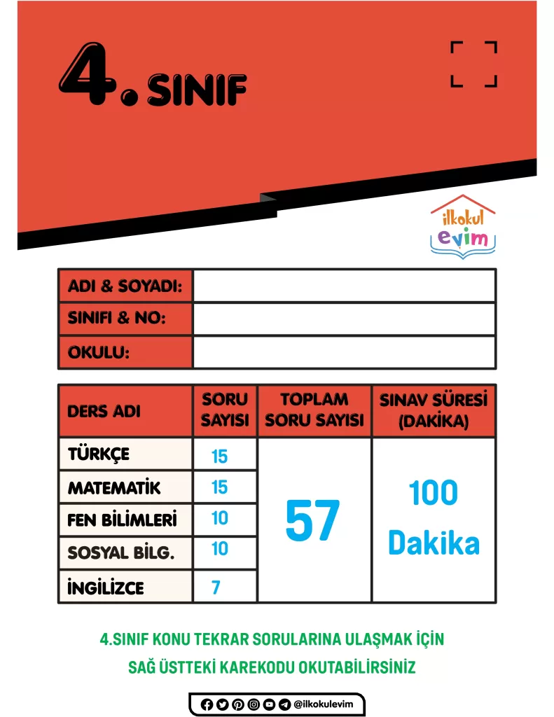 Türkiye Geneli 4.Sınıf Değerlendirme Sınavı-1