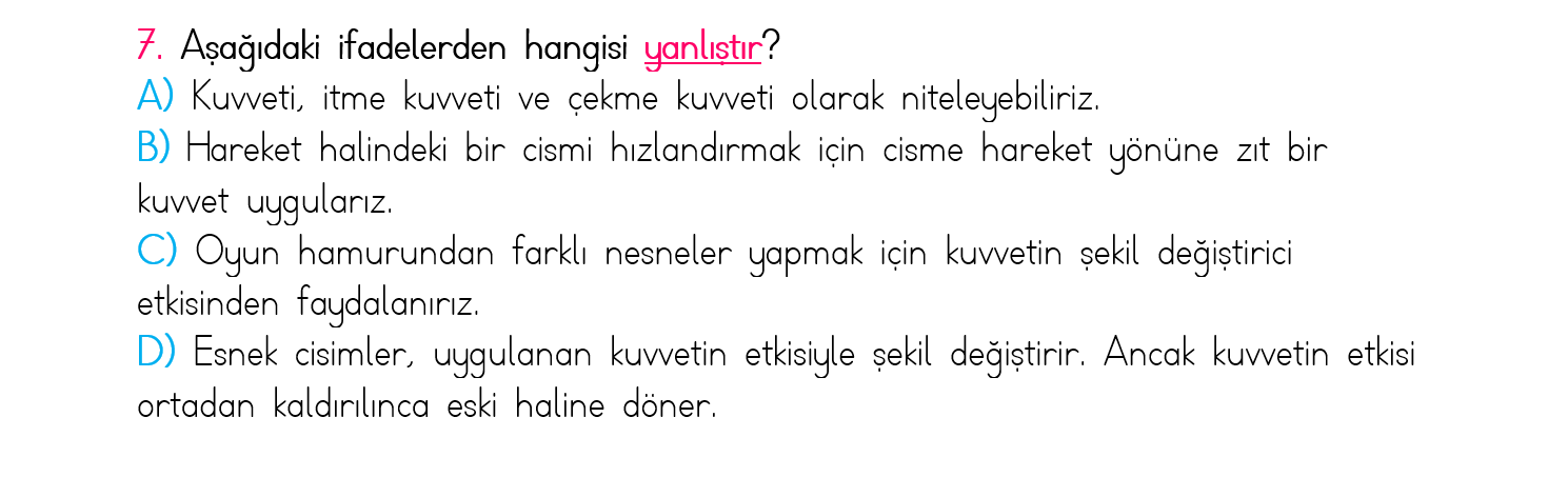 4. Sınıf Türkiye Geneli Kazanım Değerlendirme Sınavı 5