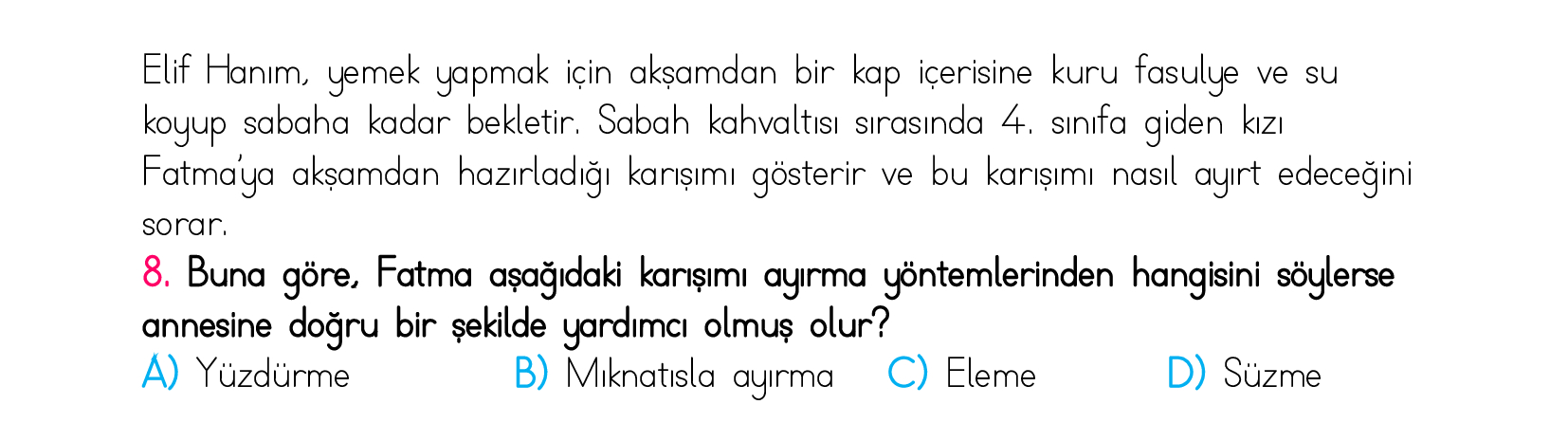 4. Sınıf Türkiye Geneli Kazanım Değerlendirme Sınavı 5