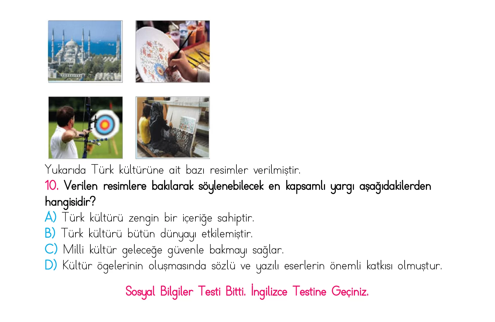4. Sınıf Türkiye Geneli Kazanım Değerlendirme Sınavı 5