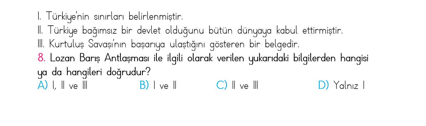 4. Sınıf Türkiye Geneli Kazanım Değerlendirme Sınavı 5