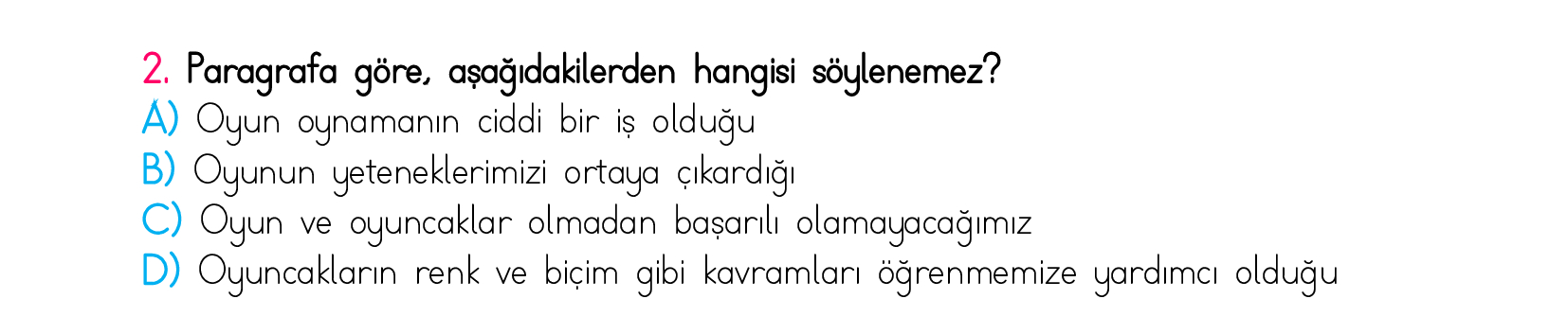 4. Sınıf Türkiye Geneli Kazanım Değerlendirme Sınavı 5