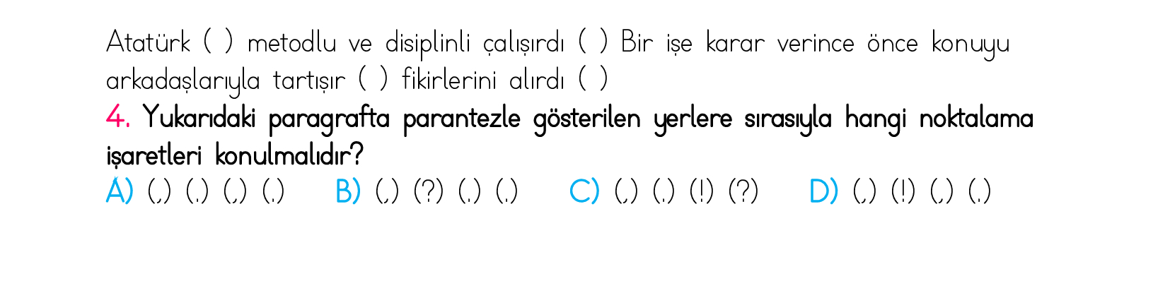 4. Sınıf Türkiye Geneli Kazanım Değerlendirme Sınavı 5