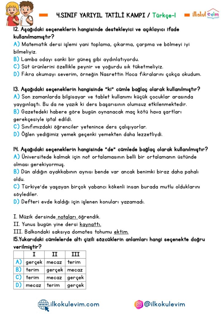 4.Sınıf Yarıyıl Tatil Kampı 1. Etkinlik