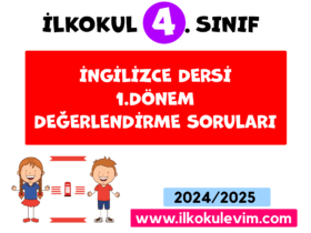 4. Sınıf İngilizce1. Dönem Değerlendirme Soruları