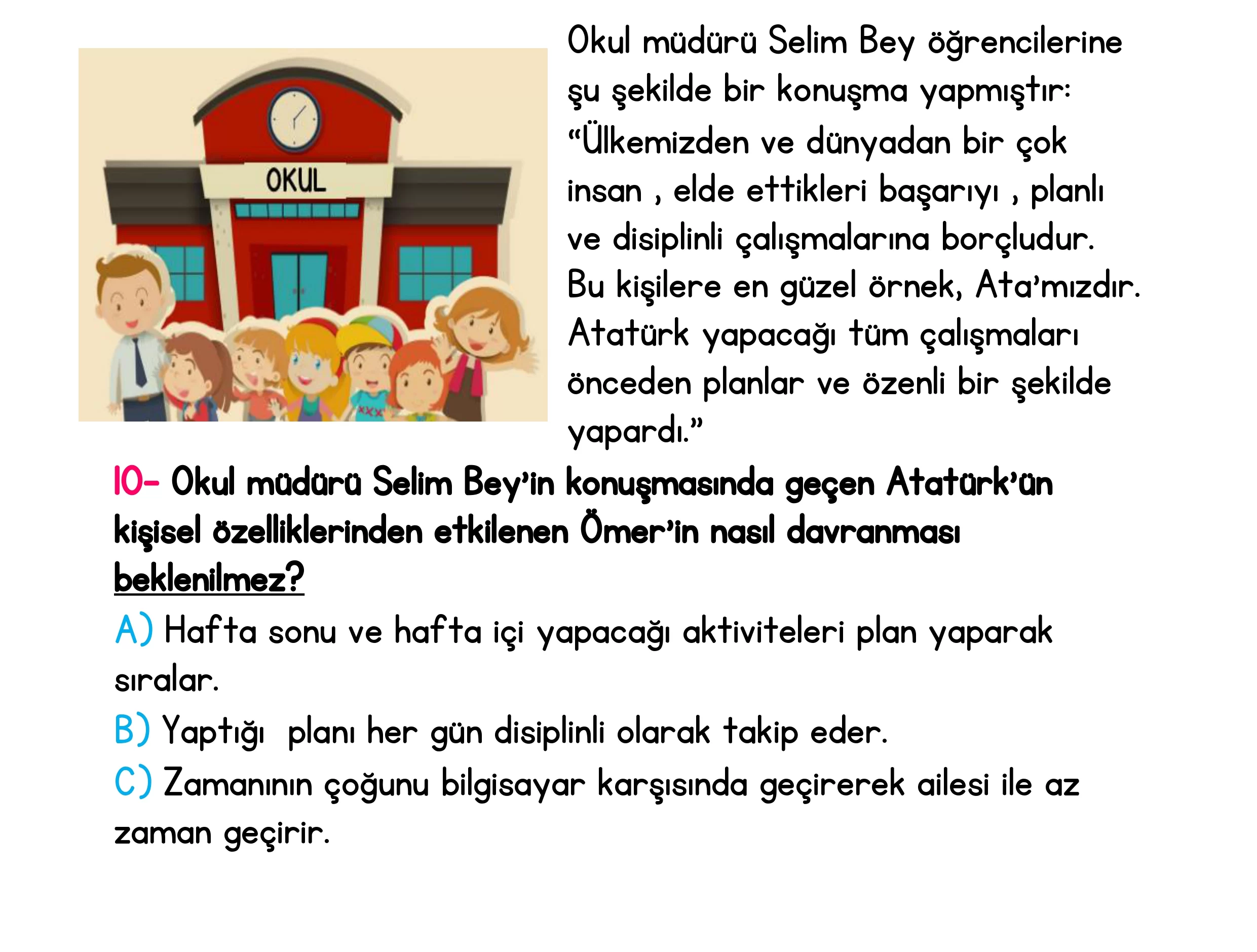 3. Sınıf Türkiye Geneli Ara Tatil Değerlendirme Sınavı