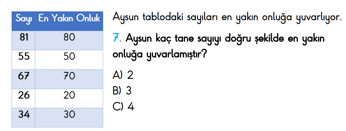2.Sınıf Kasım Ara Tatil Değerlendirme Soruları