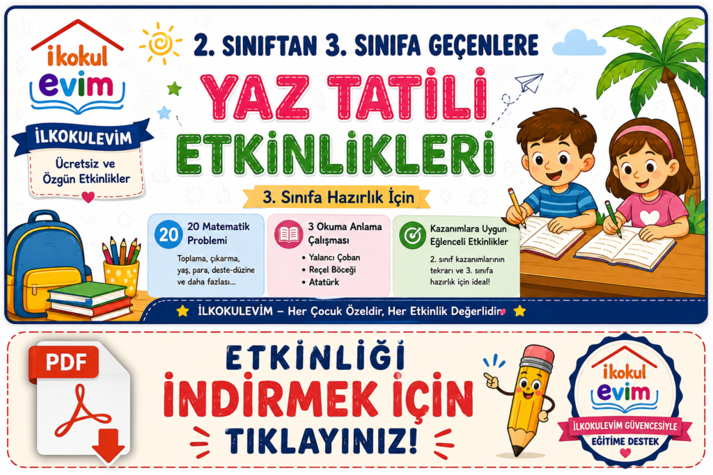 2. Sınıftan 3. Sınıfa Geçenlere Yaz Tatili Etkinlikleri PDF
