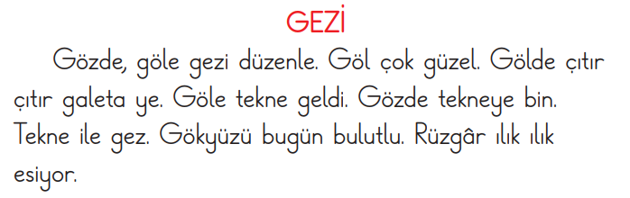 1.Sınıf 15. Hafta Süreç Değerlendirme